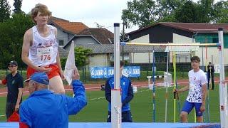 Mateusz Rebejko (POL) High Jump Boys (U18) 204 cm 3rd Place Peteroboj CZE-HUN-POL-SLO-SVK Ptuj 2023