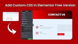 How To Add Custom Css In Elementor Free Version || DCreato Academy
