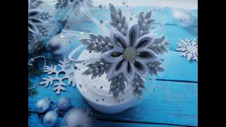 Ободок для волос Новогодняя Снежинка  Канзаши / Rim Christmas Snowflake