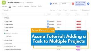 Asana Tutorial | How to Add a Task to Multiple Projects in Asana