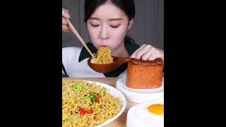 ASMR MUKBANG | ULTIMATE COMBO  Mie Goreng Noodles X4, Cheese Spam, Fried Eggs, Spicy Chilies