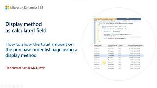 How to show total amount on purchase order list page using display method in Dynamics 365 F&O