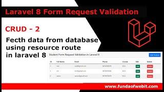 Laravel 8 Form Request Validation CRUD 2: Fetch data from database using resource controller & route