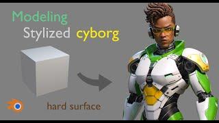 Blender hard surface Cyborg modeling timelapse.