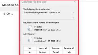 WinRAR Fix Confirm file replace The following file already exists Yes To all Rename Windows 10,11,8
