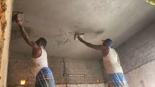 WoW Amazing! Ceiling Plastering Techniques of Construction-Sand and cement mixer mortar