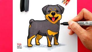 How to draw a ROTTWEILER DOG Dog easy!