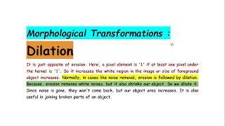 Morphological Transformations : Dilation in OpenCV using Python