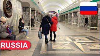 METRO RUSSIA Primorskaya St. St. Petersburg - Walking Tour 4K WINTER