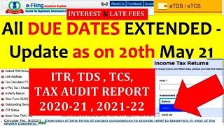 All DUE DATES EXTENDED - ITR, TDS , TCS, TAX AUDIT REPORT, INTEREST, LATE FEES 2020-21 , 2021-22