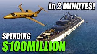 New World Record!? Spending $100,000,000 In 2 Minutes! | GTA Online Spending Spree