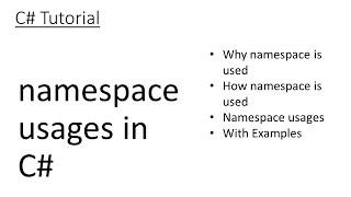 C# Tutorial: Explaining 'namespace' in C# | Why 'namespace' is used