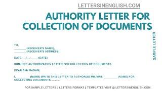 Letter for the Collection of Documents – Sample of Authorization Letter