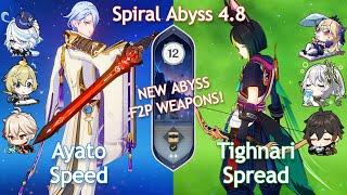 NEW Spiral Abyss 4.8! C0 AYATO SPEED x C0 TIGHNARI SPREAD | Floor 12 | Genshin Impact