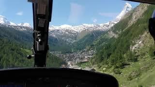 Beautiful Matterhorn Final Approach via Air Zermatt Helicopter