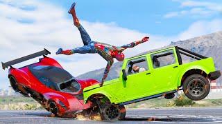 GTA 5 Iron Spiderman No Seatbelt Car Crashes - 30 Minutes of the Best Ragdolls Compilation #7