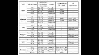 Таблицы температур для инкубации птиц.