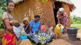 African Village Life of Our Organic Mom#Cooking Village Food, Fish Curry and Vegetables For Lunch