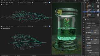 Nodevember 2022 Day 7-8 Futuristic Garden (Blender timelapse)