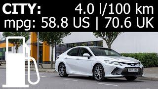 Toyota Camry Hybrid: CITY fuel economy consumption real-life test mpg urban l/100 km :: [1001cars]