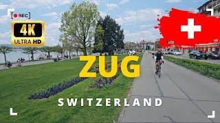 Zug Walking Video in 4K, Switzerland | Lake Zug