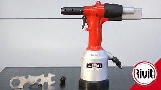 Rivit RIV998 (ENG) tool for rivet nuts from M3 to M12 hydropneumatic (stroke adjustment)