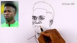 How To Draw Vinicius Jr Easy Portrait Tutorial #vinicius