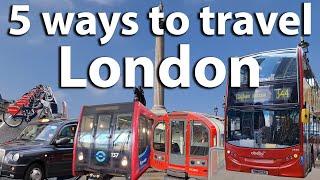 Ride on LONDON'S Red Bus, Black TAXI & Tube. HIRE a Bike & how to PURCHASE a travel pass.