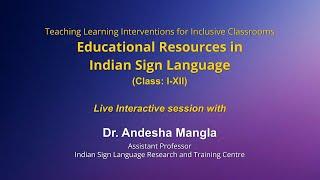 Live Interaction on PMeVIDYA  : Teaching Learning Interventions for Inclusive Classrooms