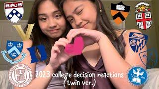 2023 college decision reactions (twin ver.) | 20+ schools: ivies, hopkins, duke, unc, and more!