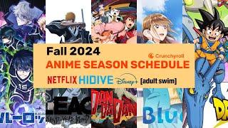 Fall 2024 Anime Season Schedule | October- December | Crunchyroll Netflix Hidive Disney+