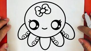 HOW TO DRAW A CUTE OCTOPUS, STEP BY STEP, DRAW Cute things