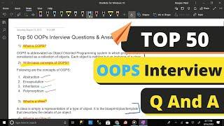 Top-50 OOPS Interview Questions and Answers || For Freshers and Experienced Candidates