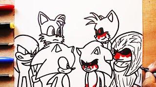 COMO DIBUJAR a SONIC.EXE TEAM VS SONIC TEAM