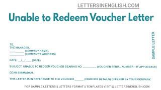 Unable To Redeem Voucher Letter - Sample Letter to Company Regarding Unable to Redeem Voucher