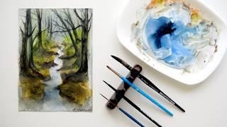 A Misty Forest Scene | Loose Watercolour Demonstration | Spontaneous Painting | Watercolour Textures