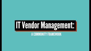 NET+: IT  Vendor Management Webinar