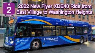 NYCT M2 LIMITED Bus Ride: 2022 New Flyer XDE40 9427 from East Village to Washington Heights