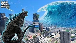 GODZILLA VS TSUNAMI TERBESAR Di GTA 5 - GTA 5 MOD