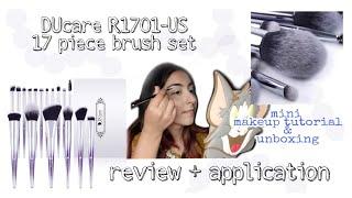 DUcare R1701-US 17 piece brush set review and application// mini makeup tutorial// demonstation