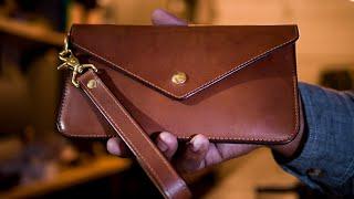 Making the PERFECT Italian leather clutch with wrist strap! - ASMR