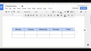 Creating a Table In Google Docs