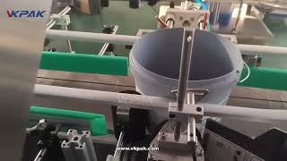 VK-RPL-B Automatic Three Roller Plastic Empty Pail Bucket Labeling Machine