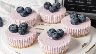 Make these in your FOOD PROCESSOR | No-Bake Mini Blueberry Cheesecakes