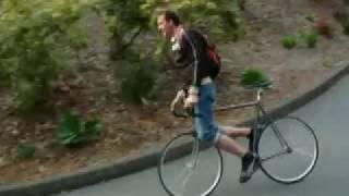 Fixie trick: Long downhill skid on Mercier fixed bicycle