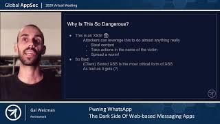 Pwning WhatsApp   The Dark Side Of Web based Messaging Apps   Gal Weizman