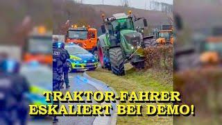 +++ TRAKTOR-DEMO ESKALIERT +++ LANDWIRT WILL VOR POLIZEI FLÜCHTEN | SPEKTAKULÄRES POLIZEI-MANÖVER