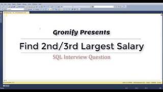 Find 2nd Highest salary in SQL | Find 3rd Highest Salary in SQL | Find Nth Highest Salary in SQL