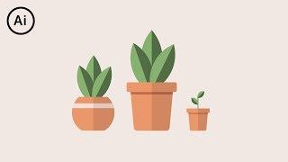 Flat Design Potted Plants | Illustrator CC Tutorial