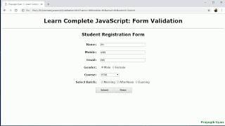 JavaScript Form Validation in Hindi Part17